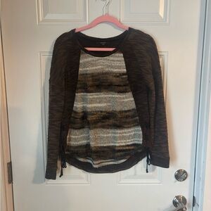 Y2K Miss Me Brown and Cream Knit Pullover